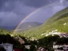 Rainbow sky over the valley