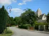 Региональный Природный Парк Петель Нормандской Сены - Долина Сены: усаженная деревьями улица и колокольня романской церкви Айзье