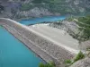 Barrage de Serre-Ponçon - Retenue d'eau (lac artificiel), barrage en terre, centrale électrique et rivière Durance