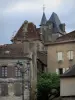 Bergerac - Maison Peyrarède abritant le musée d'Intérêt National du Tabac, maisons de la vieille ville, lampadaire et arbre, dans la vallée de la Dordogne