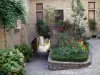 Bruniquel - Alley with flowers, porch and stone house