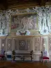 Château de Fontainebleau - Intérieur du palais de Fontainebleau : Grands Appartements : galerie François Ier : fresque et détails sculptés