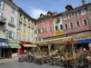 Gap - Jean Marcellin square: café terrace, sops and houses with colourful facades in the old town