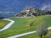 Hautes-Alpes Landschaften - Strasse gesäumt von blühenden Wiesen