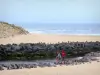 Landschaften der Landes - Côte d'Argent (Silber-Küste): Blick auf die Strömung von Soustons und den atlantischen Ozean von dem Strand von Vieux-Boucau-les-Bains aus