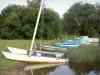 Landschaften der Landes - Teich von Aureilhan und seine angelegten Boote