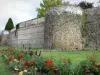 Meaux - Muralhas galo-romanas e canteiro de flores