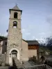 Saint-Véran - Campanile di protestante (Chiesa Riformata), Il villaggio di montagna case di montagna e neve