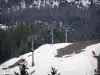 Serre-Chevalier - Serre-Chevalier, ski resort (winter sports resort): chairlift (ski lift), snow and trees, in spring
