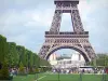 Torre Eiffel - Torre Eiffel si affaccia sul parco Campo di Marte e giardini Trocadero in background