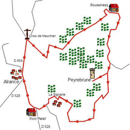 Tour de Peyrebrune - Balade à Alrance