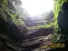 Padirac chasm: top of the chasm seen from the bottom