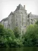 Аббатство Solesmes - Бенедиктинское аббатство Сен-Пьер де Солесмес: монастырские постройки и зелень на берегах реки Сарт (долина Сарт)
