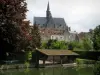 Монреаль - Готическая соборная церковь, дома в деревне, деревья и прачечная у реки