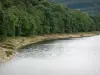 Озеро Паннезьер - Искусственное озеро (озеро Панесьер-Шомар) и его лесистый берег; в Региональном природном парке Морван