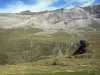 Пейзажи Пиренеев - Cirque de Troumouse (Национальный парк Пиренеи): газоны (пастбища) и скалистые стены цирковых гор, образующие естественную стену (вал)