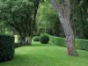 Сады Marqueyssac - Газон, подстриженные кустарники и деревья парка
