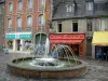 シダ - Aristide-Briand広場：噴水、お店、家