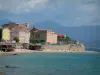 阿雅克肖 - 有城堡的地中海和老镇，小山在背景中