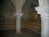 Abbaye du Thoronet - Abbaye cistercienne de style roman provençal : colonnes aux chapiteaux sculptés de la salle capitulaire