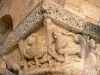 Abbazia di La Sauve-Majeure - Capitelli scolpiti della chiesa abbaziale : combattere due contro due serpenti Basils