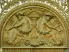 Abdij van Pontigny - Binnen in de abdij: gebeeldhouwd detail van de kooromheining