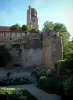 Albi - Los céspedes de los jardines del palacio de la Berbie y la torre de la catedral Sainte-Cécile