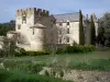 Allemagne-en-Provence castle - Crenellated keep, Renaissance facades with mullioned windows and round towers; in the Verdon Regional Nature Park