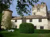 Allemagne-en-Provence castle - Crenellated keep, house, round tower and garden