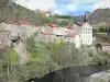 Allier gorges - Houses in the village of Monistrol-d'Allier overlooking the Allier river