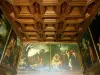 Ancy-le-Franc castle - Interior of the Renaissance palace: paintings and coffered ceiling of Pastor Fido's cabinet