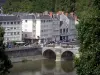 Angers - Bridge on the River Maine, shops and buildings of the city