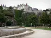 Angers - Perched houses overhanging the fountain of the Port Ligny esplanade