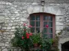 Angles-sur-l'Anglin - Ventana decorada con flores y rosas (rosa)