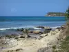 Anse-Bertrand - Costa rocosa y surfistas en el agua
