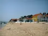 Arcachon bay - Houses and sandy beach of L'Herbe, in the town of Lège-Cap-Ferret 