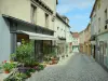 Arnay-le-Duc - Rue pavée bordée de magasins et de maisons