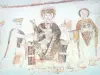 Asnières-sur-Vègre - Dentro de la iglesia de Saint-Hilaire: pintura mural medieval: Adoración de los Magos - La Virgen y el Niño