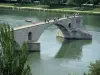 Avignon - Pont-Saint-Benezet (puente Avignon) y Ródano (río)