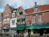 Bailleul - Houses and cafe terraces of the city