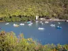 Barque cove - View of the Barque cove and boats floating on the waters of the Caribbean sea