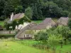 Baume-les-Messieurs - Casas de pueblo, prados y árboles