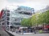 Beaubourg district - Georges Pompidou Centre and Place Stravinsky square with its automata fountain