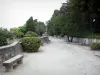 Beaucaire - Park of the castle featuring benches