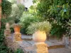 Bormes-les-Mimosas - Flowerpots, paved stairway, plants and shrubs