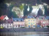 La Bouille - Houses of the village, cliffs and the River Seine