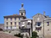 Bourg - Campanile of the Jurade mansion and facades of houses in the town 