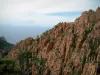Calanche de Piana - 皮亚纳的卡兰奇: 俯视地中海的红色花岗岩（小河）岩石峭壁