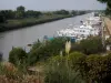 Camarga del Gard - Petite Camargue Canal Ródano en Sète, amarrados los barcos