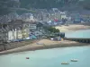 Cancale - Houses of the city and the port of Houle (fishing port)
